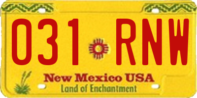 NM license plate 031RNW