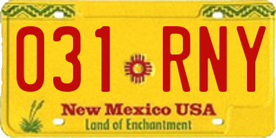 NM license plate 031RNY