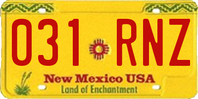 NM license plate 031RNZ