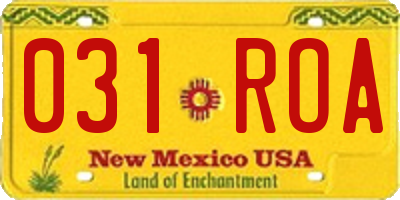NM license plate 031ROA