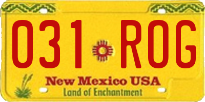 NM license plate 031ROG