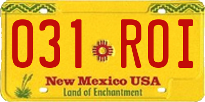 NM license plate 031ROI