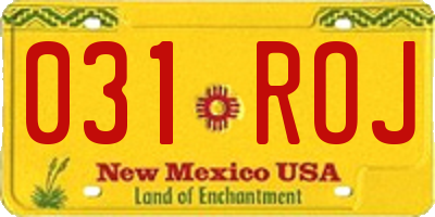 NM license plate 031ROJ