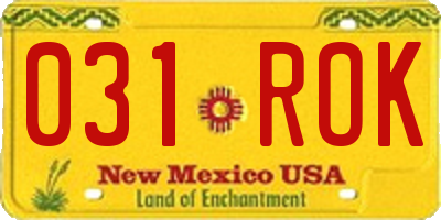 NM license plate 031ROK