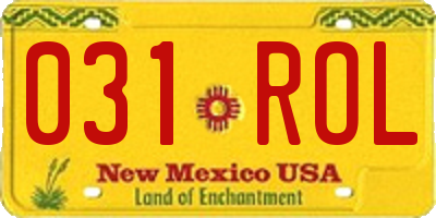 NM license plate 031ROL