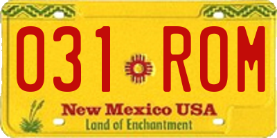 NM license plate 031ROM