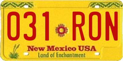 NM license plate 031RON