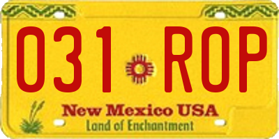 NM license plate 031ROP