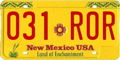NM license plate 031ROR