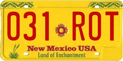 NM license plate 031ROT