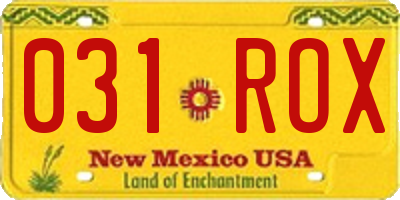 NM license plate 031ROX