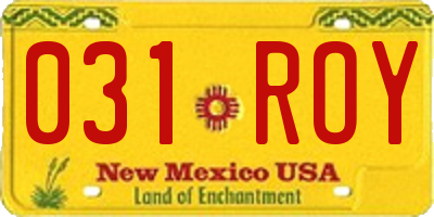 NM license plate 031ROY