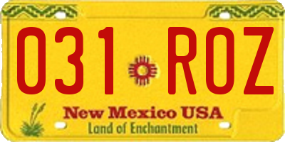 NM license plate 031ROZ