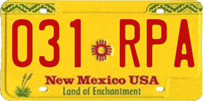 NM license plate 031RPA