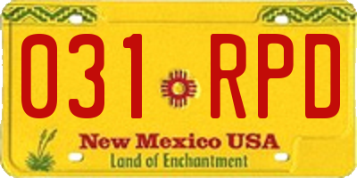 NM license plate 031RPD