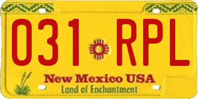 NM license plate 031RPL