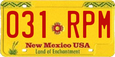 NM license plate 031RPM