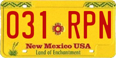 NM license plate 031RPN