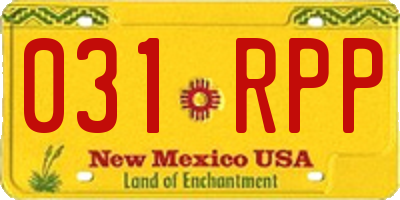 NM license plate 031RPP