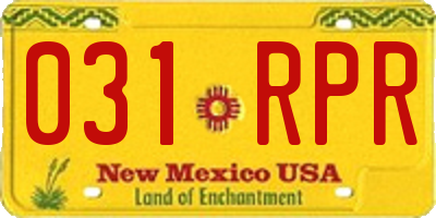 NM license plate 031RPR