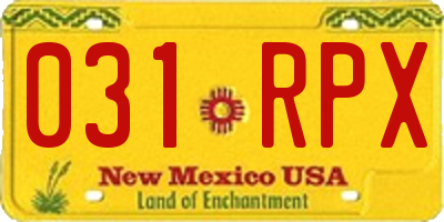 NM license plate 031RPX