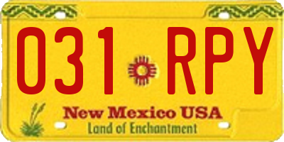 NM license plate 031RPY