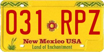 NM license plate 031RPZ