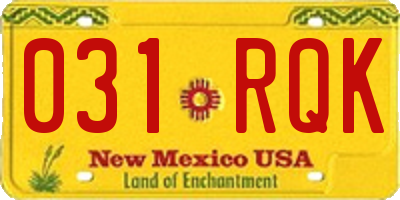 NM license plate 031RQK