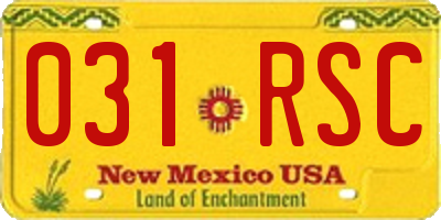 NM license plate 031RSC