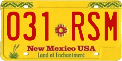 NM license plate 031RSM