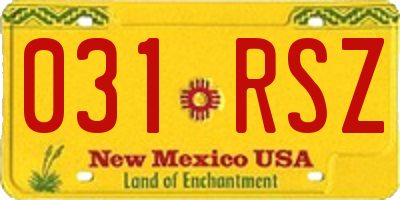 NM license plate 031RSZ