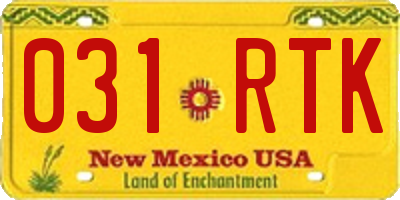 NM license plate 031RTK