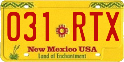 NM license plate 031RTX