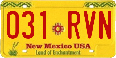 NM license plate 031RVN