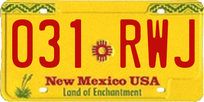 NM license plate 031RWJ