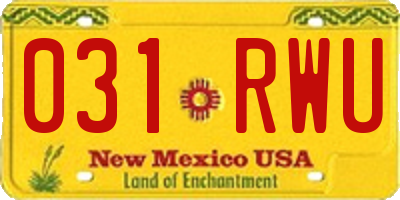 NM license plate 031RWU