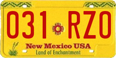 NM license plate 031RZO