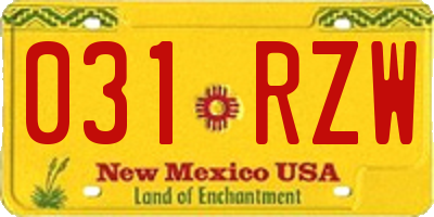 NM license plate 031RZW