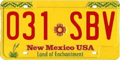 NM license plate 031SBV