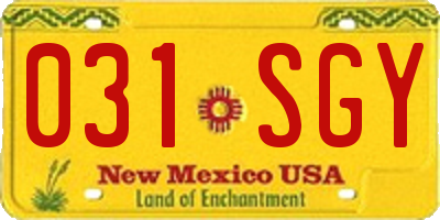 NM license plate 031SGY
