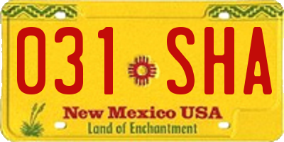 NM license plate 031SHA