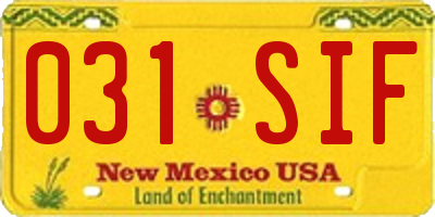 NM license plate 031SIF