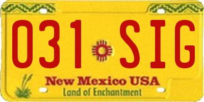 NM license plate 031SIG