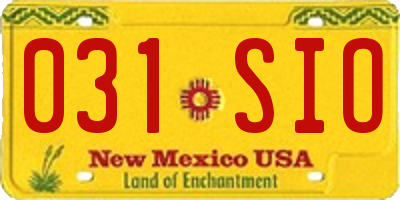 NM license plate 031SIO