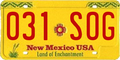 NM license plate 031SOG
