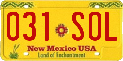 NM license plate 031SOL