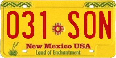 NM license plate 031SON