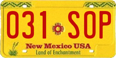 NM license plate 031SOP