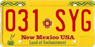 NM license plate 031SYG