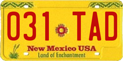 NM license plate 031TAD